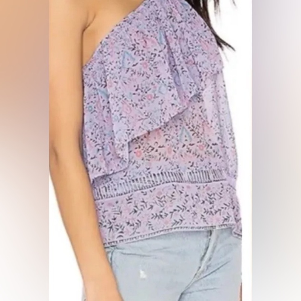 SAYLOR  Janice Ruffle One Shoulder Ladder Top in Lilac Sz XS Good PreOwn Cond